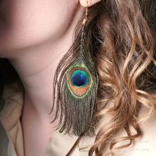 Серьги перо натур. 