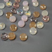 Бусины граненые стекло 8*4мм арт.ИВ-713 роз/беж АВ микс (30бусин)