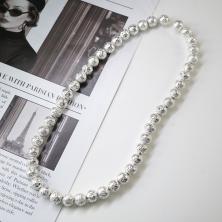 Бусины из натурального камня "Лава гальваническая" 8мм 38см арт.ИВ-824 св.серебро (47бусин)