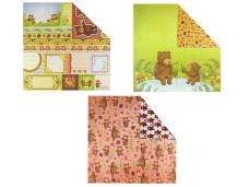 Бумага с блёстками 30,5*30,5см "Медведи" 180гр/м арт.PSG ассорти (3листа)