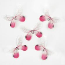 Бабочки шифоновые 50*35мм со стразами  2D арт.11177-0011040 розовый/белый