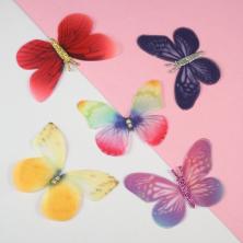 Аппликация "Бабочка" 3D шифон арт.ФУ-11885 ассорти-2