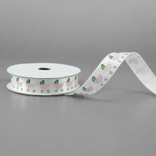 Лента атласная 12мм арт.ALP-122 G1/001 детская коляска/белый (3м)