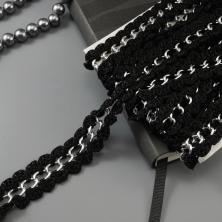 Тесьма вязаная  30мм с цепочкой арт.CTZ-9425 10-черный/серебро