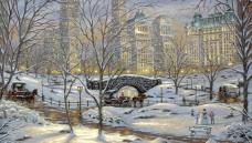 "Зима в Нью-Йорке" 60*40см арт.АЖ-1281 Картина стразами "Алмазная живопись"