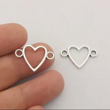 Коннектор "Сердце" 23*15мм отв-е 2мм арт.ИВ-39 серебро