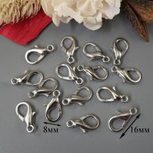 Карабин для бижутерии 16*8мм арт.ФУ-11827 02-никель