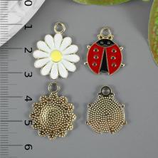 Набор подвесок "Божья коровка и ромашка" арт.304-744 золото (4шт)
