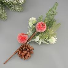 Ветка 29см с шишкой и яблоками арт.103131
