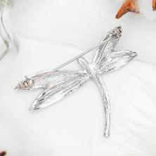 Брошь "Стрекоза" 45*35мм арт.165731 синий/серебро