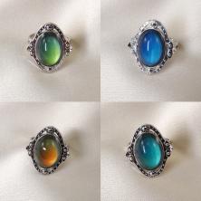 Кольцо регулируемое "Перстень" арт.ИВ-899 серебристый (меняет цвет при изменении температуры кожи)