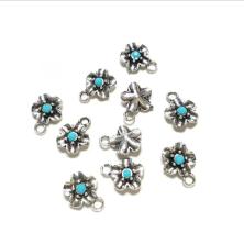 Подвеска "Цветок с бирюзой" 11,5*15мм арт.ИВ-158 серебро/бирюзовый
