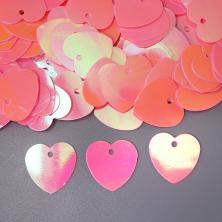 Пайетки-перламутр "Сердце" 15*15мм арт.FLK298 розовый (50гр)