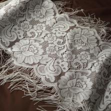 Кружево французское 430мм с двусторонней бахромой арт.ФУ-6866 молочный