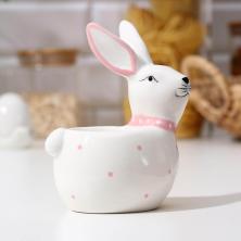 Подставка под яйцо "Зайка" 9,5*7,5*11,5см арт.5287713 белый/розовый (доломит)