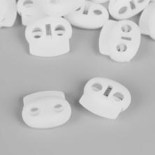 Фиксатор 19*22мм отв. 5мм для шнуров белый