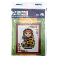 Набор для вышивания мулине и бисером PANNA "Русская матрешка. Осень" 22*29см арт.NM/НМ-1791