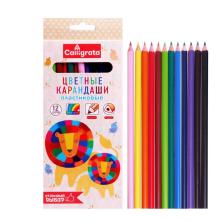 Карандаши пластиковые трехгранные 12цв 