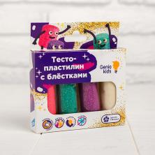 Тесто-пластилин для лепки с блестками арт.4825955 (4цветов*35гр)