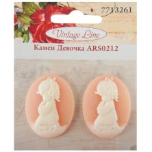 Кабошон пластик 30*40*2мм "Девочка" арт.7713261 белый/розовый