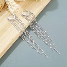 Серьги с цепочкой нержавеющая сталь 15*100мм арт.ИВ-239 серебро