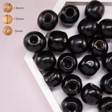 Бусины дерево 16мм арт.7704356 черный (50гр)
