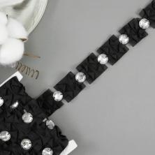 Тесьма репсовая с камнями 25мм арт.TX-112