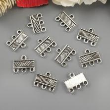 Коннектор на три нити 12*10мм отв-е 1мм арт.ИВ-324 ант.серебро