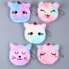 Кошелек плюш на молнии 8*5см "Единорог" арт.ИВ-1130 микс