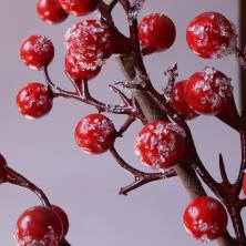 Ветка 60см "Ягоды" арт.106691 красный с белым напылением