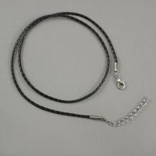 Шнур с замком каучуковый 2,0мм 45см + 5см удлинитель арт.CRK-01 черный/серебро