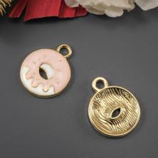 Подвеска "Пончик" 12*18мм эмаль арт.ИВ-377 микс/золото