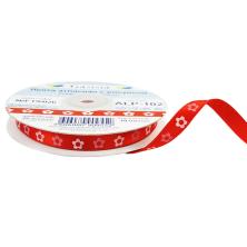 Лента атласная 10мм арт.ALP-102 F19/026 цветочки/красный