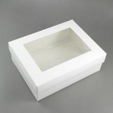 Коробка крафт с окошком 30*23*9см арт.SF-7168 белый