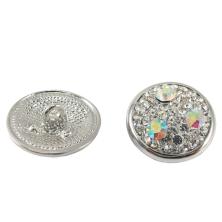 Кабошон-пуговица флоризель 20мм металл со стразами арт.KN-358/1 серебро
