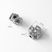 Бусины металл "Крест" 8*5/2мм арт.ИВ-562 серебро (5шт)