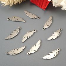 Подвеска "Перышко" 5*15мм нерж. сталь арт.ИВ-602 никель