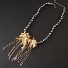 Чокер с натур.ракушкой и жемчугом 36см арт.ИВ-865