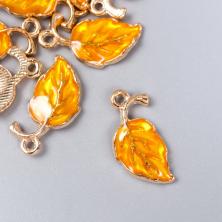 Подвеска "Листик"  8*20мм арт.7356038 золото/оранжевый