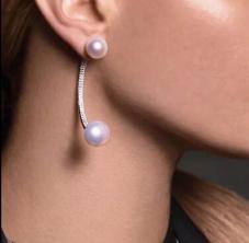 Серьги с цирконами и жемчугом арт.ФУ-7871 серебро