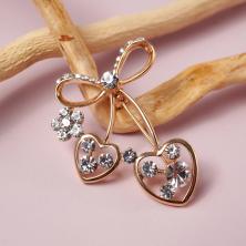 Брошь "Вишенки" 40*30мм со стразами арт.X01-0964