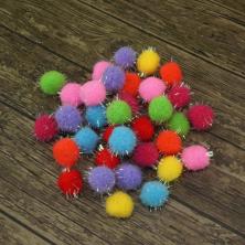 Помпоны с люрексом 15мм арт.ФУ-10071 ассорти (100шт)