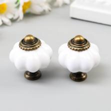 Ручка для шкатулок 38*33мм 4104965 белый/бронза