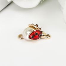 Коннектор "Божья коровка" 20*12мм отв-е 1,5мм арт.4285479 золото/красный