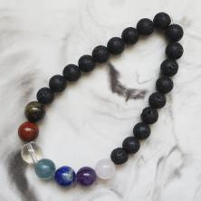 Набор бусин из натурального камня для создания браслета "7чакр" (25бусин, резинка для браслета)