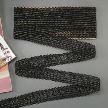 Кружево лен  29мм*3м с люрексом арт.HVK-09 113-черный