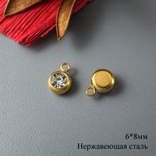 Концевик на цепочку (нержавеющая сталь) со стразой 6*8мм арт.ИВ-307
