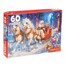 Пазл картон "Новогодняя упряжка" 24*33см арт.10895632(60элем.)