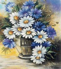 "Ромашка с васильками" 40*50см арт.АЖ-1245 Картина стразами "Алмазная живопись"