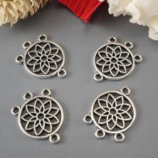 Коннектор 4 ушка для создания ловцов 14*18мм арт.ИВ-604 серебро